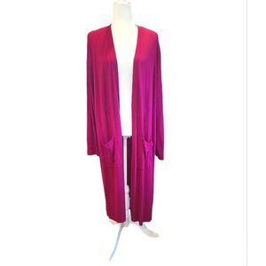 Ava & Viv Raspberry Duster length lightweight long line open front cardigan sz4x